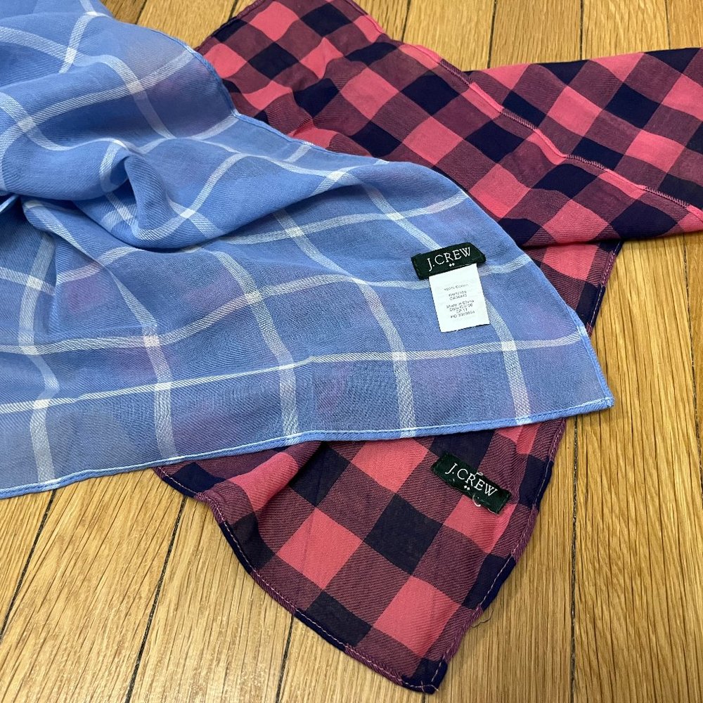 J. Crew Bandana Scarves | Blue & Pink | Gingham